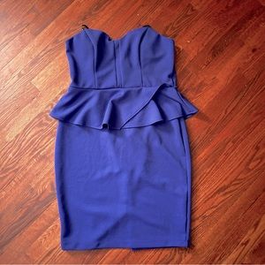 ✨EUC✨Bisou Bisou Strapless Peplum Dress in Royal Blue Size 16